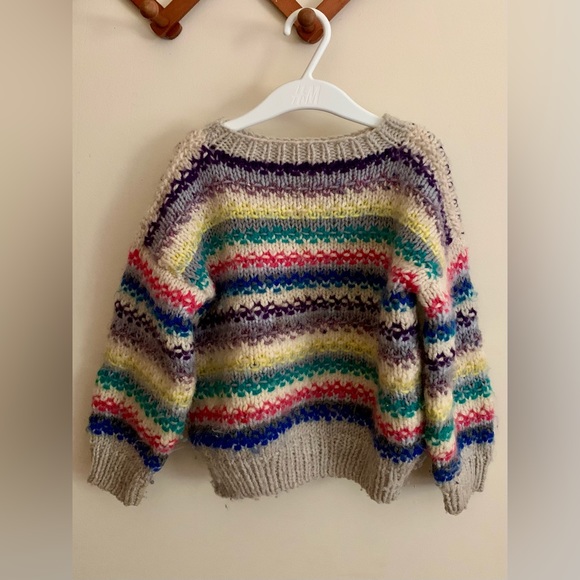 Women's Vintage Colorful Stripes Print Casual Sweater main image 0